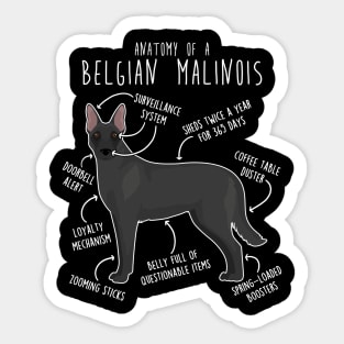 Black Belgian Malinois Dog Anatomy Sticker